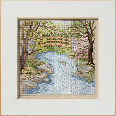 Mill Hill Waterfall Kit #MH14-2515 from the Buttons & Beads Spring Series 5.25" x 5.25"/13.3 cm x 13.3 cm Beaded Cross Stitch